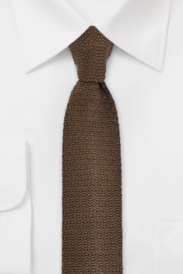 ascot-strickkrawatte-uni-dunkelbraun-flachstrick-6-x-148-cm image 1