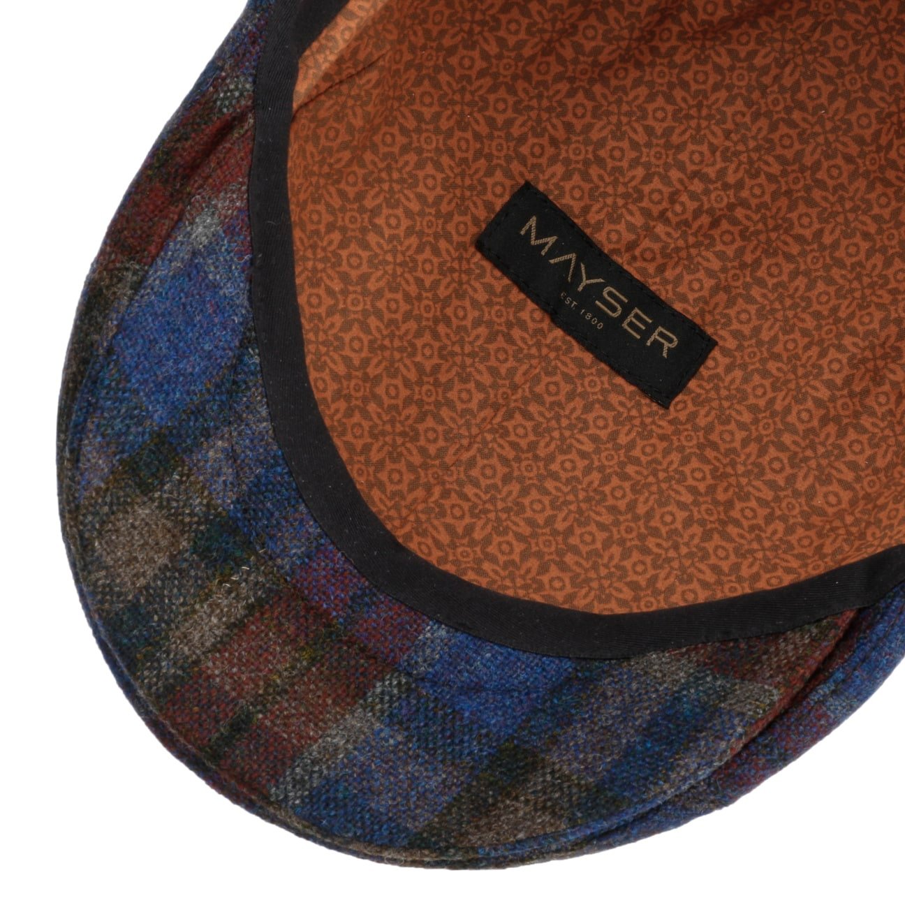 mayser-lennart-shetland-flatcap-herren-karo-mit-lederdetail image 4