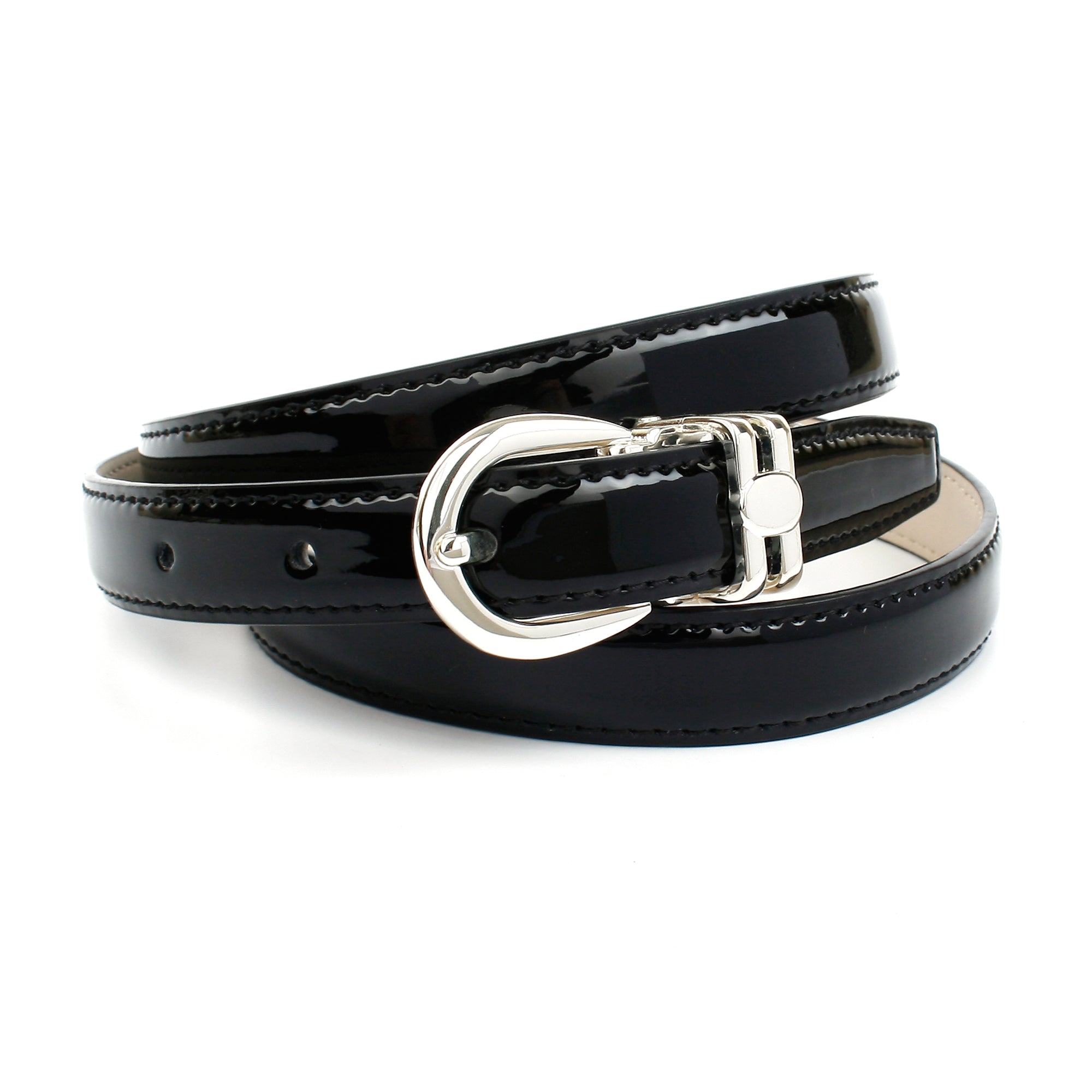 anthoni-crown-lacklederg-rtel-damen-2-0-cm-schwarz-13h00l-silberfarbene-schlie-e image 1