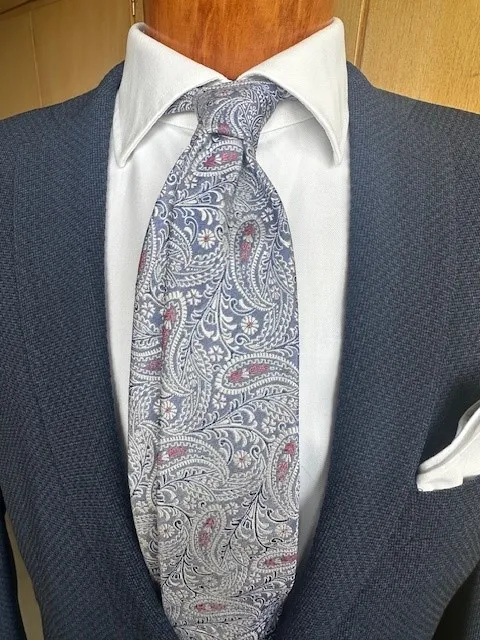 ascot-seidenkrawatte-paisley-blau-wei-rot-jacquard-7-8-cm-x-150-cm image 1