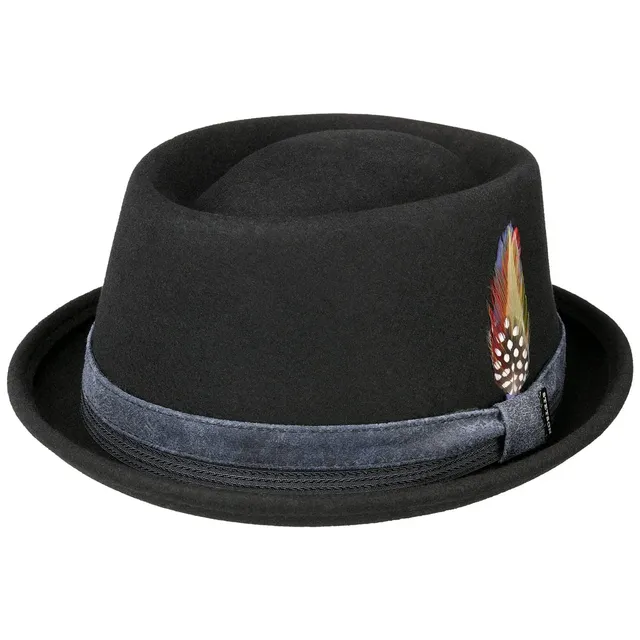 stetson-burley-pork-pie-wollhut-mit-lederband-schwarz-xxl-62-63-cm image 1