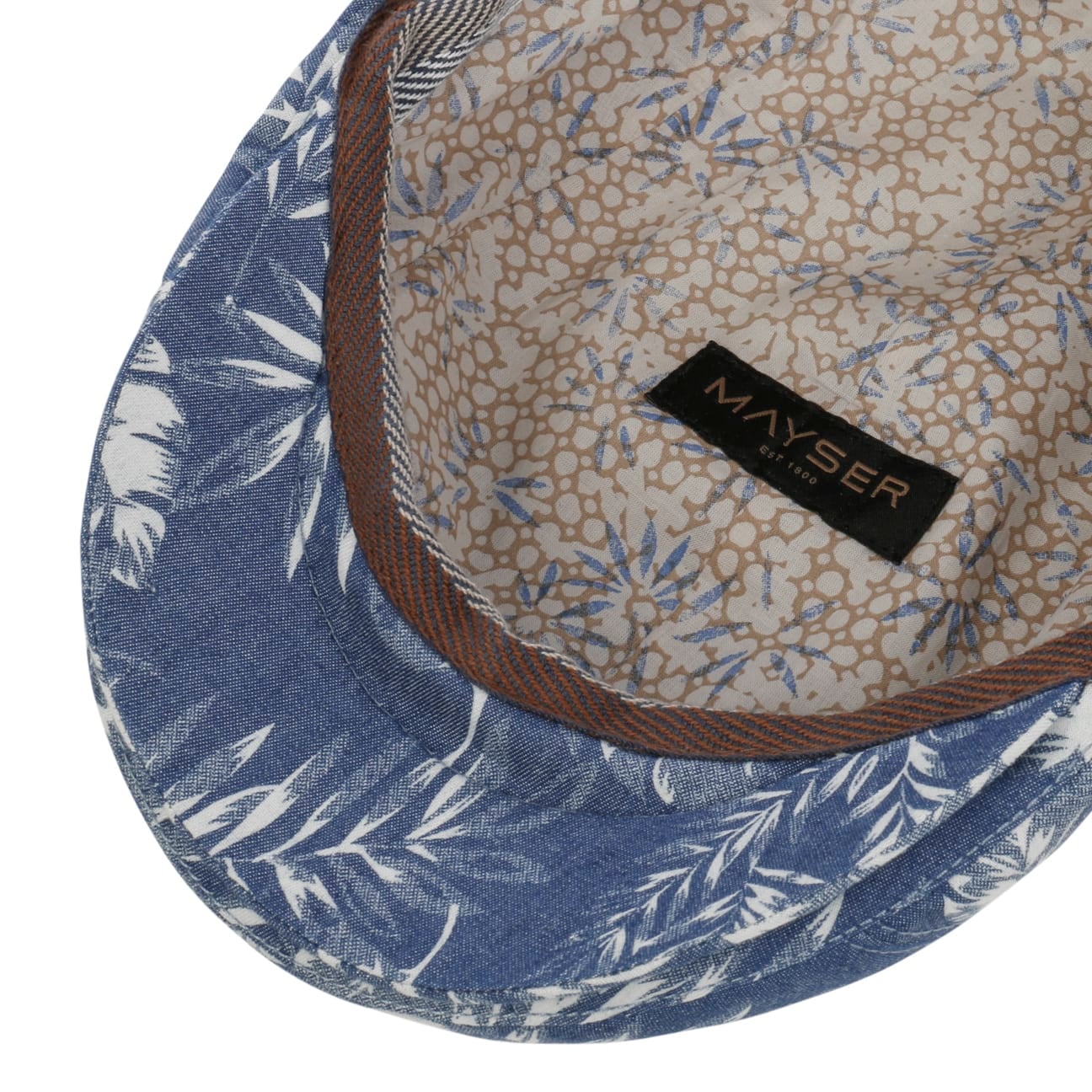 mayser-flower-denim-flatcap-mit-bl-ttermuster image 4