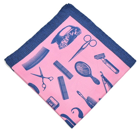 hemley-einstecktuch-seide-motiv-barbier-dunkelblau-rosa-100-seide-ca-30-x-30-cm- image 1