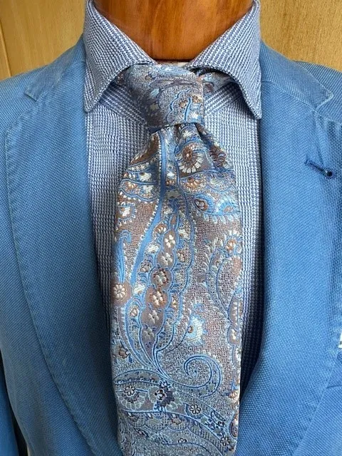 ascot-seidenkrawatte-paisley-blau-tabak-wei-7-8-cm image 1