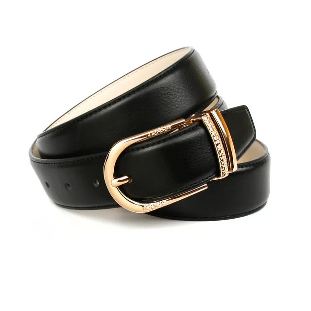 anthoni-crown-lederg-rtel-damen-3-4-cm-schwarz-goldschlie-e-43wt10 image 1