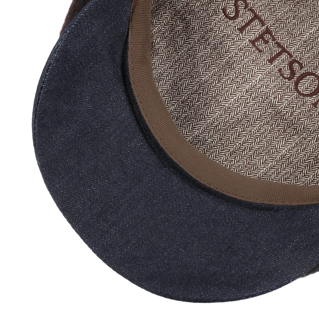 stetson-hatteras-denim-edge-flatcap-herren-braun-blau-59-cm image 4