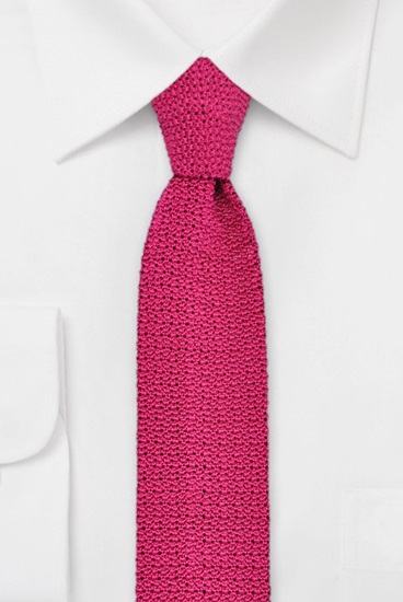 ascot-strickkrawatte-uni-magenta-flachstrick-6x148-cm image 1