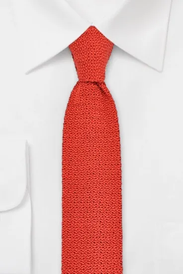ascot-strickkrawatte-uni-flachstrick-hochrot image 1