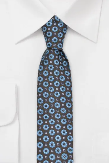 ascot-seidenkrawatte-blumen-braun-blau image 1