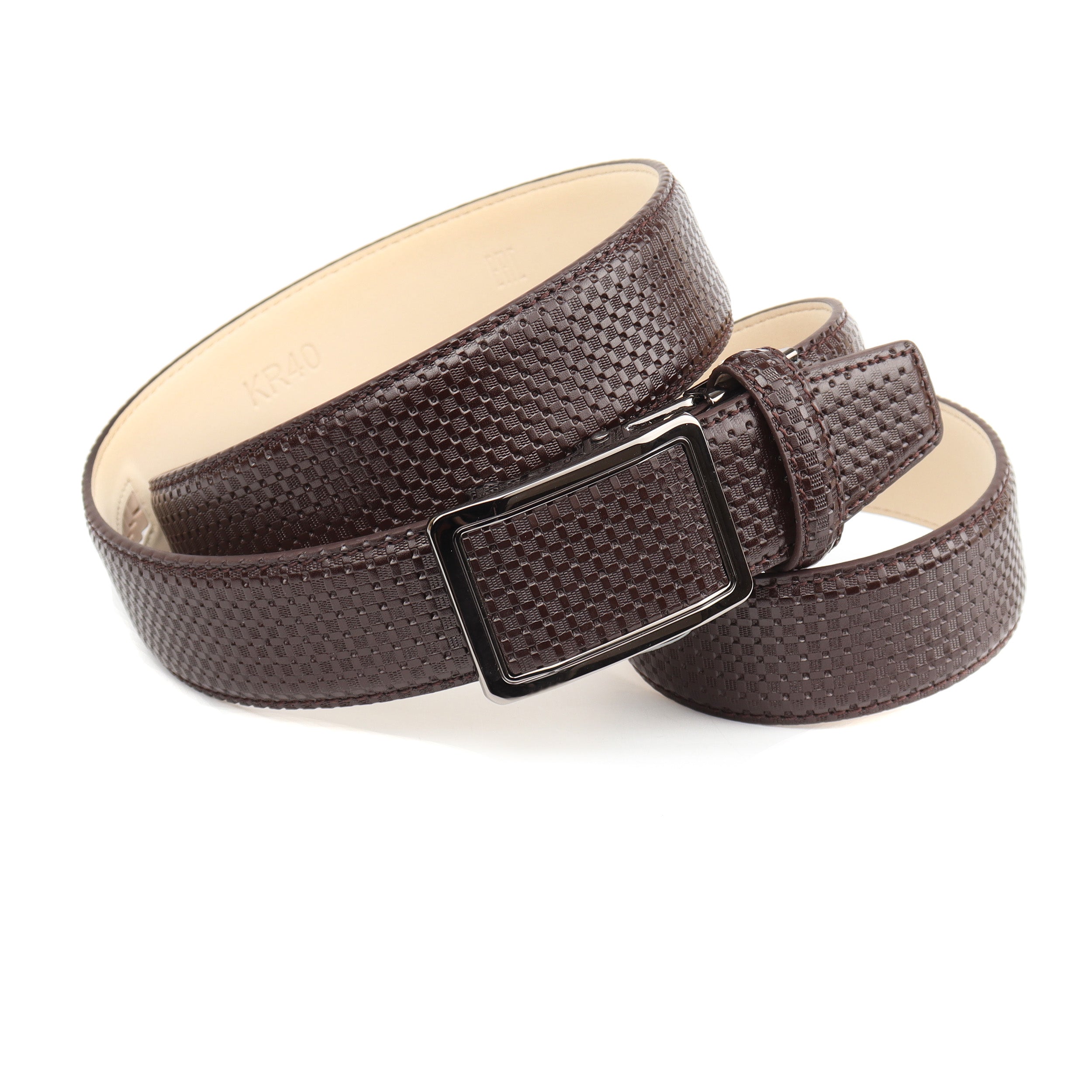 anthoni-crown-36kr40-herren-lederg-rtel-braun-kariert-3-5-cm-gr-e-85 image 1