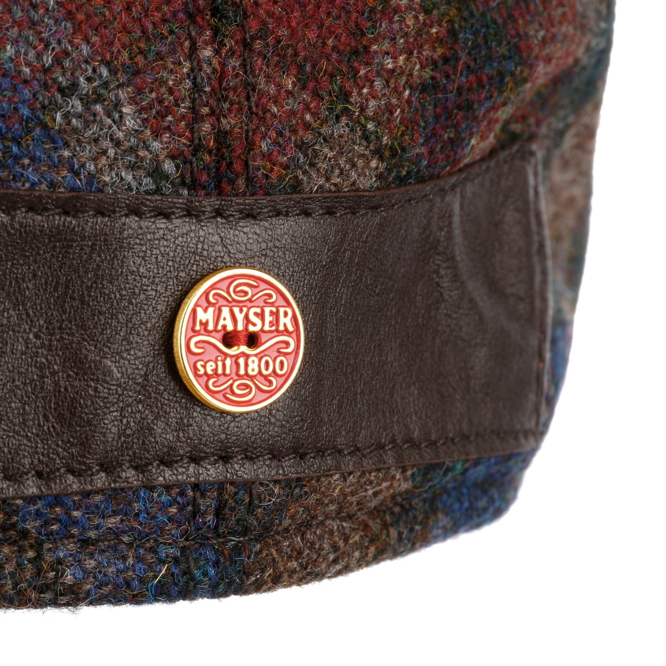mayser-lennart-shetland-flatcap-herren-karo-mit-lederdetail image 5