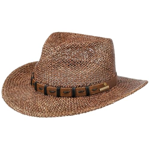 stetson-western-seegrashut-strohhut-vintage-look-mit-lederband-herren-damen image 6