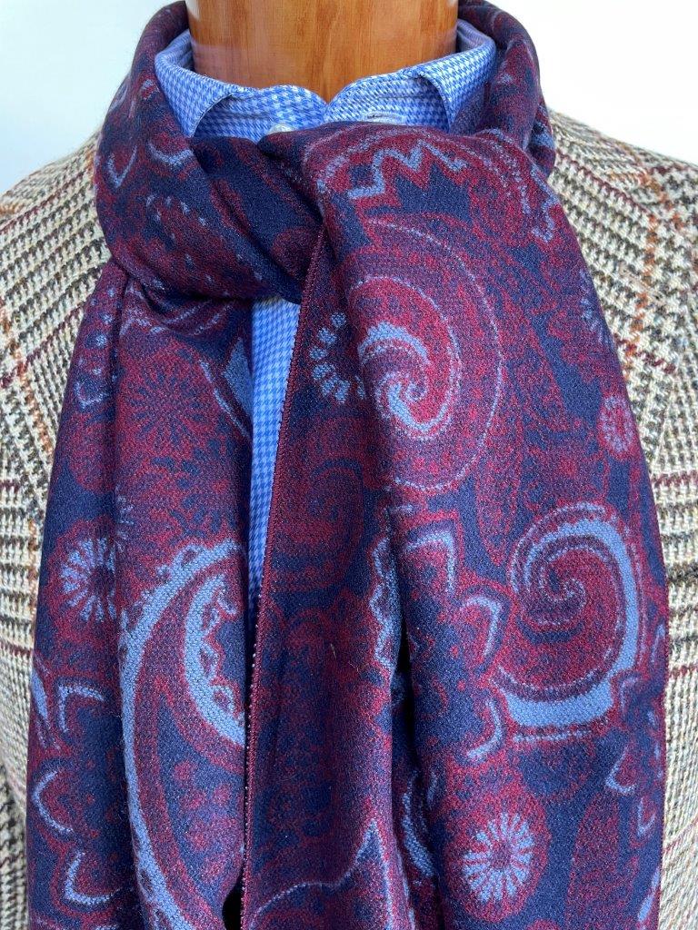hemley-schal-viskose-paisley-dunkelblau-hellblau-rot-30-x-180-cm image 1