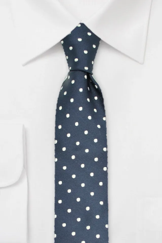 ascot-krawatte-tupfen-marine-wei-seidenkrawatte-7-5-x-150-cm image 1