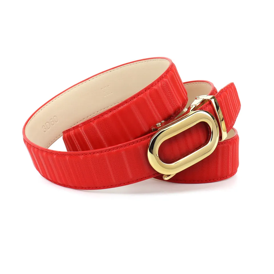 anthoni-crown-damen-lederg-rtel-4ol3d60-rot-3-5-cm-3d-struktur-mit-gold-automati image 1