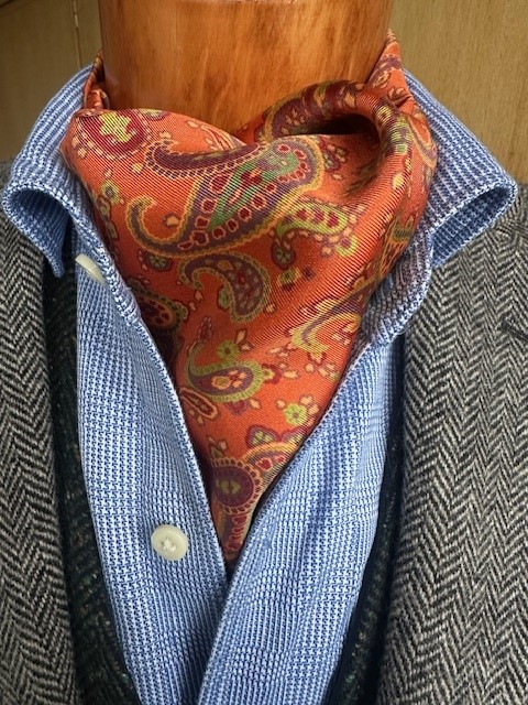 ascot-krawattenschal-seide-paisley-orange-green-gold-16-x-138-cm image 1