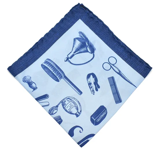 hemley-einstecktuch-seide-motiv-barbier-dunkelblau-blau-30-x-30-cm image 1