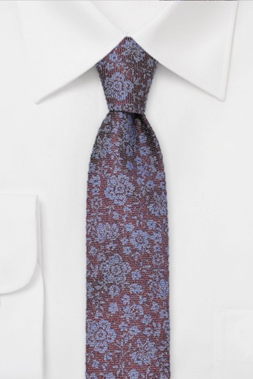 ascot-seidenkrawatte-blumen-weinrot-blau-jacquard-7-5-x-150-cm image 1