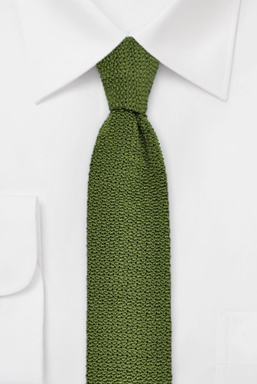 ascot-strickkrawatte-uni-oliv-seidenkrawatte-6-cm-x-148-cm image 1