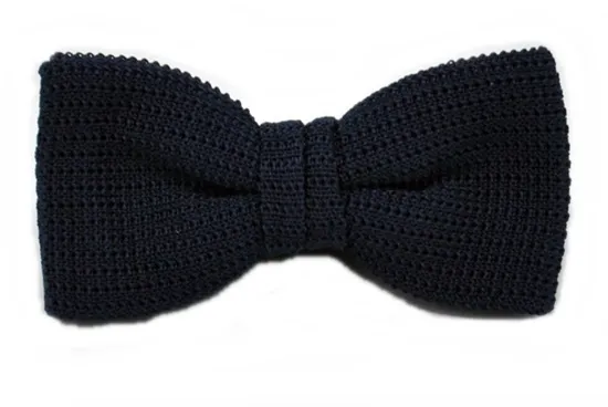 ascot-strickschleife-uni-marine-aus-seide-6-5-cm-verstellbar image 1