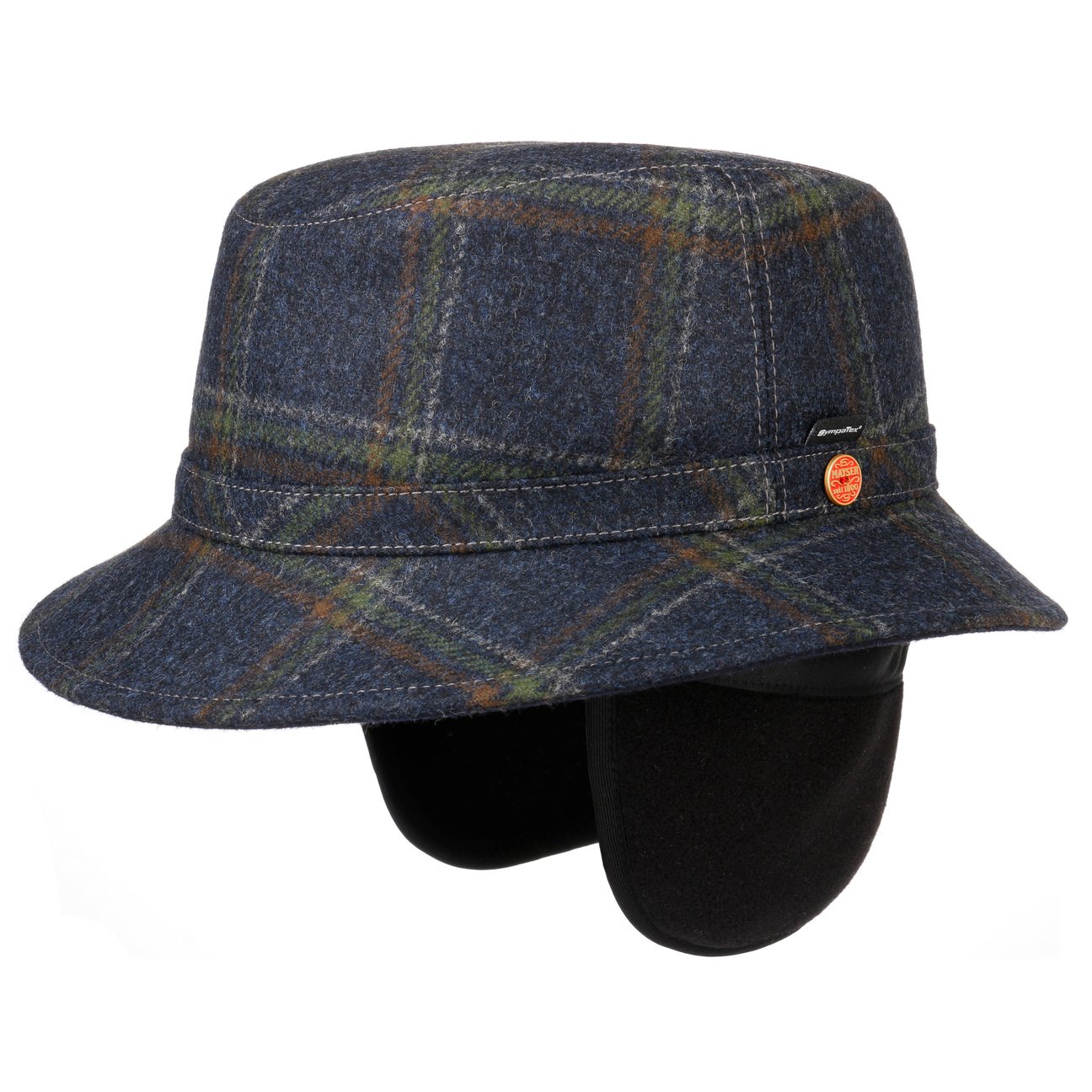 mayser-stuart-blue-sympatex-hut-mit-ohrenschutz-karo-wollhut image 3