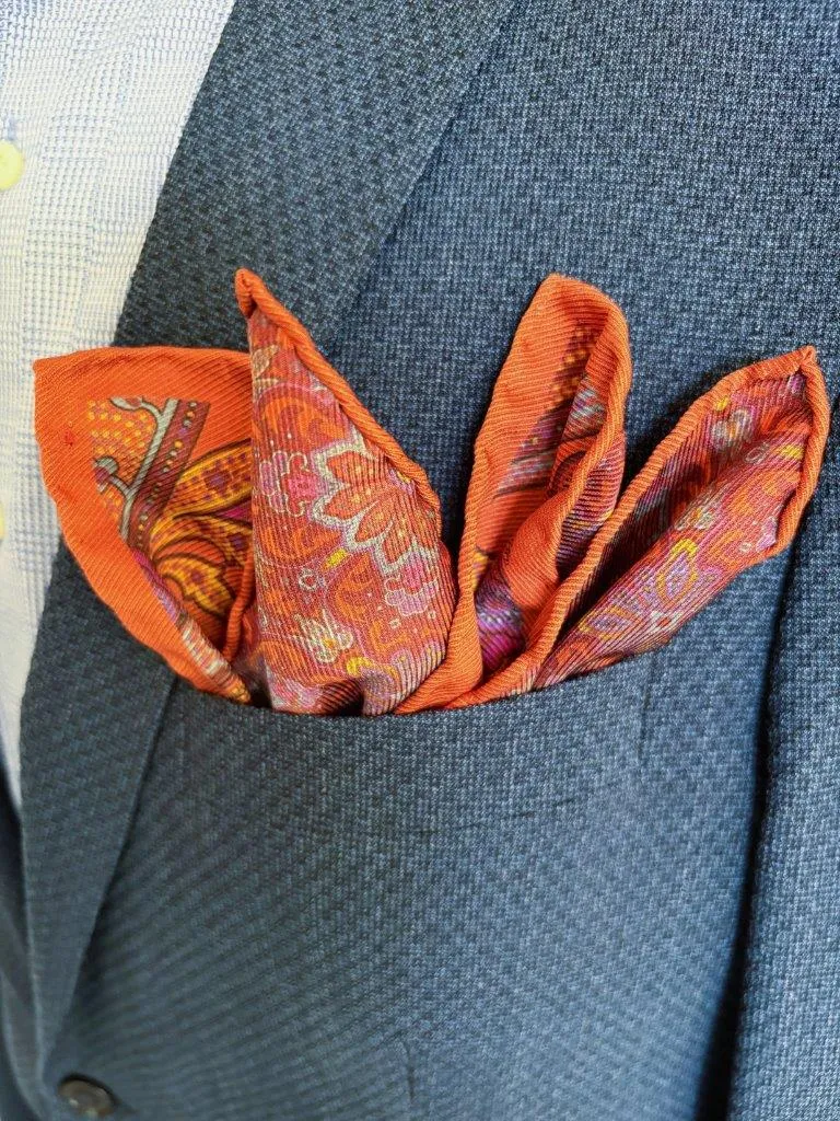 hemley-einstecktuch-seide-paisley-ornament-orange-blau-gelb-30-x-30-cm image 1