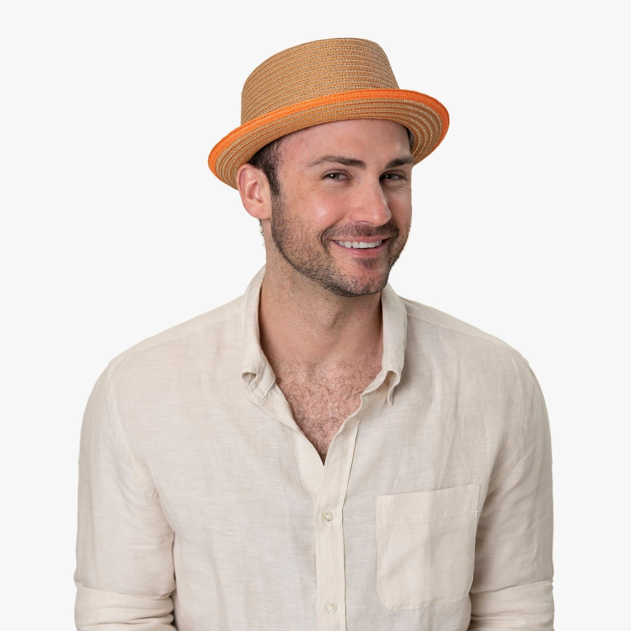 mayser-andy-orange-pork-pie-strohhut image 2