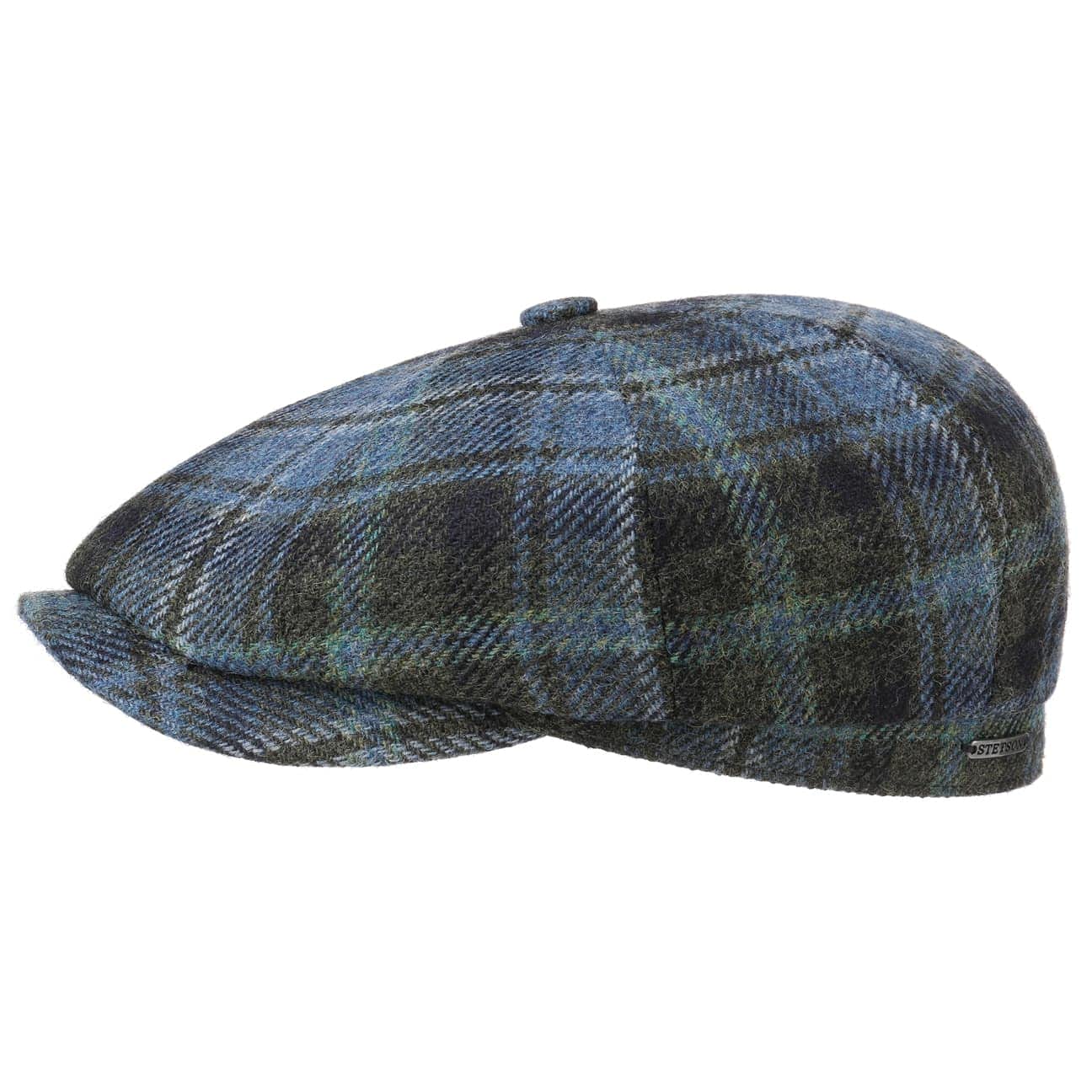 stetson-hatteras-classic-wool-check-flatcap-herren-blau-62-cm image 1