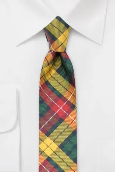 ascot-krawatte-karomuster-buchanan-gr-n-rot-gelb-100-seide-7-5-cm-x-150-cm image 1
