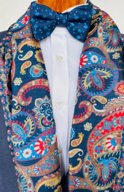 ascot-seidenschal-paisley-marine-blau-rot-aus-100-seide image 1