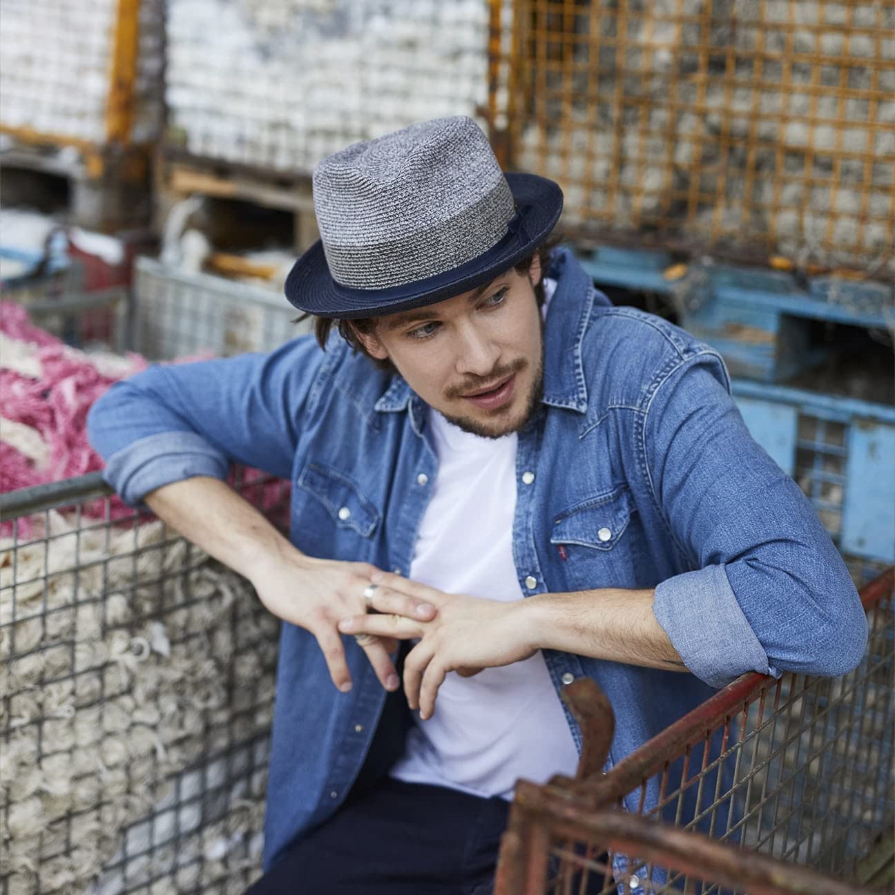stetson-contrast-brim-player-toyo-strohhut-zweifarbiger-hut-mit-diamond-krone-uv image 2