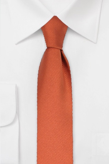 ascot-krawatte-uni-rips-orange-seiden-krawatte-7-5-cm image 1
