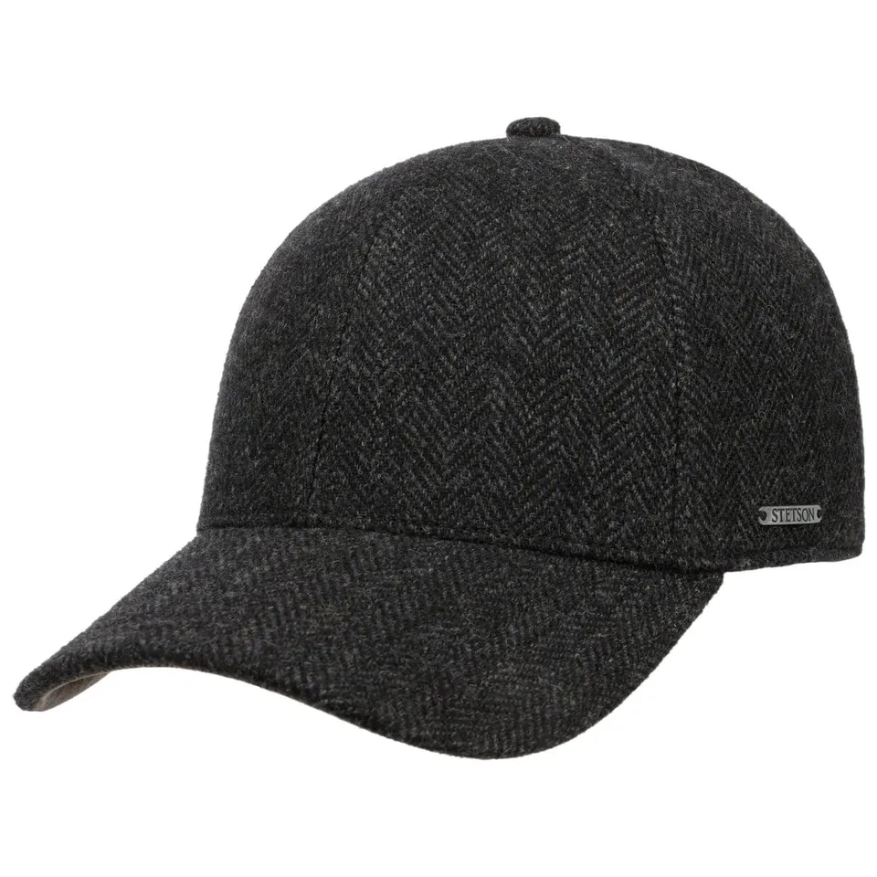 stetson-plano-wool-cap-herren-baseballcap-herringbone-mit-leder-schirmunterseite image 1