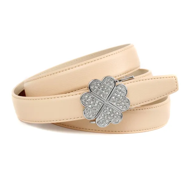 anthoni-crown-damen-automatik-g-rtel-2-5-cm-beige-mit-herz-schlie-e-und-steinen image 1