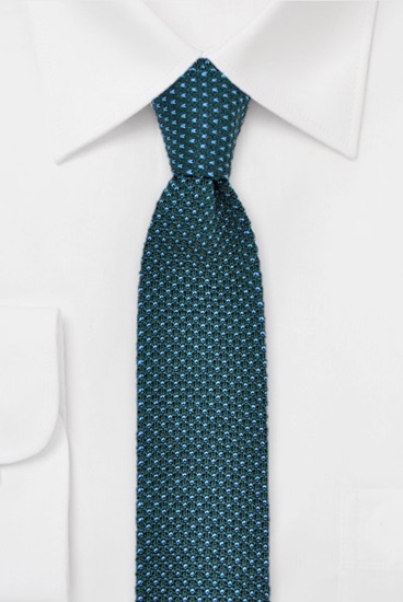 ascot-strickkrawatte-tupfen-rundstrick-aus-seide-tannengr-n-blau image 1