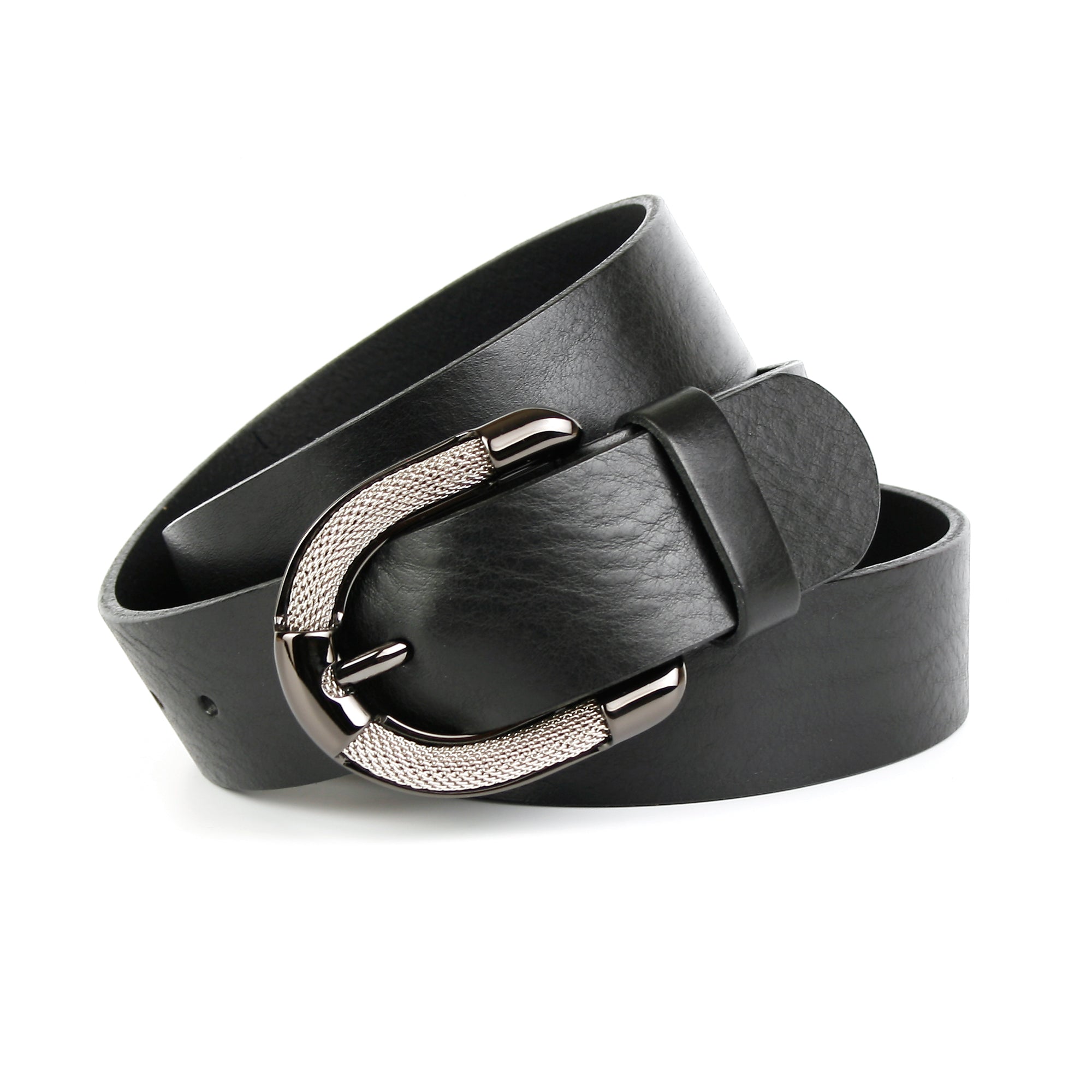anthoni-crown-volllederg-rtel-bs4110-feminin-schwarz-mit-schmuck-schlie-e-4-cm image 1
