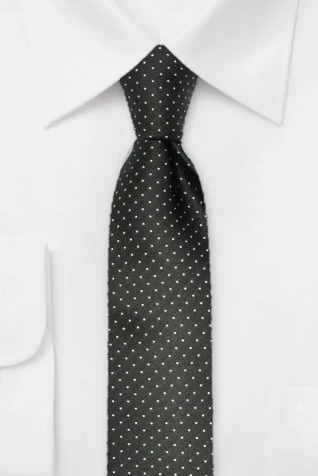 ascot-krawatte-nadeltupfen-schwarz-wei-7-5-cm-x-150-cm-seide image 1