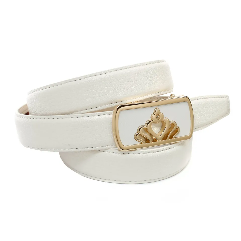 anthoni-crown-damen-lacklederg-rtel-wei-mit-goldfarbener-schlie-e-2-5-cm-automat image 1