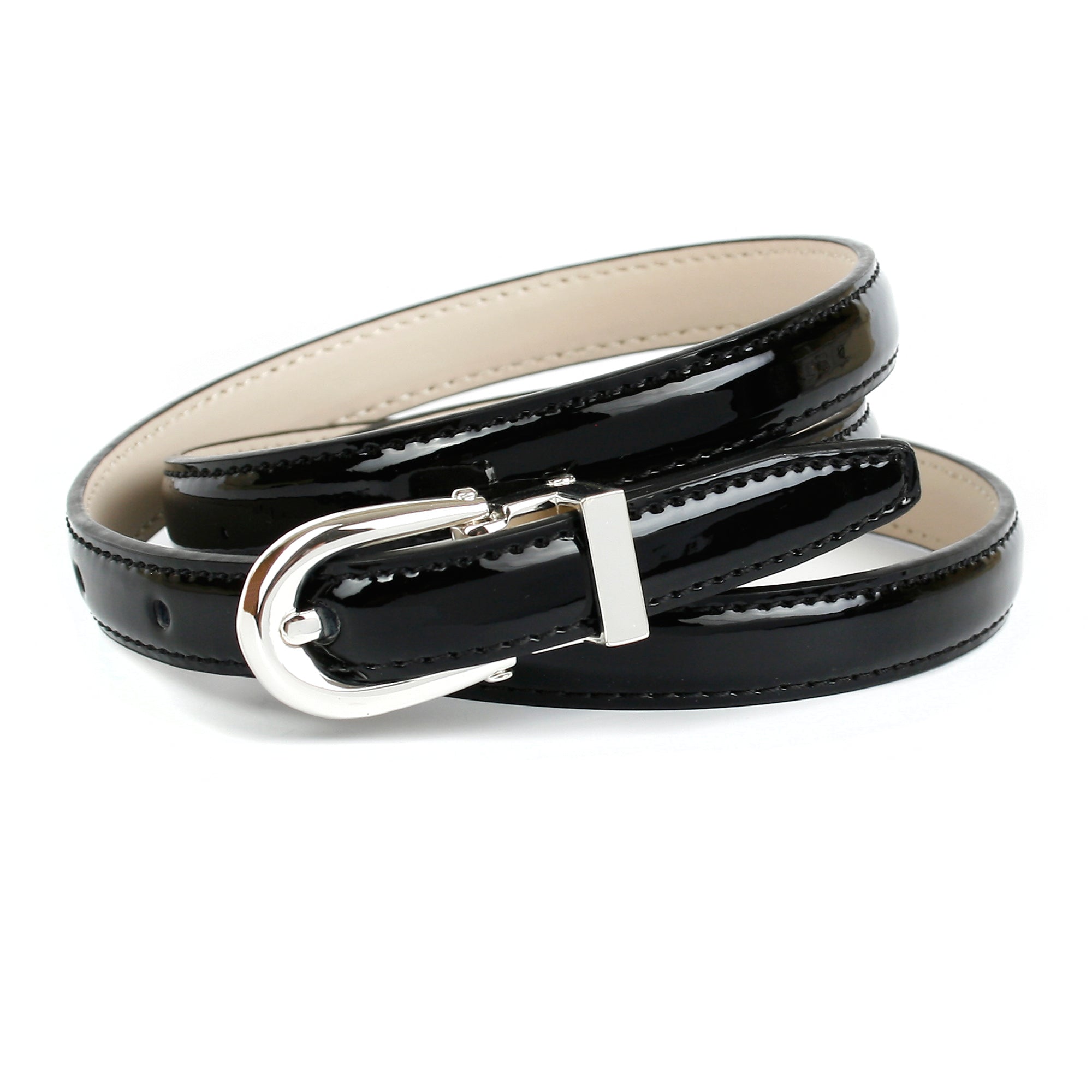 anthoni-crown-damen-lacklederg-rtel-schwarz-13s00l-1-4-cm-schmal-dornschlie-e-si image 1