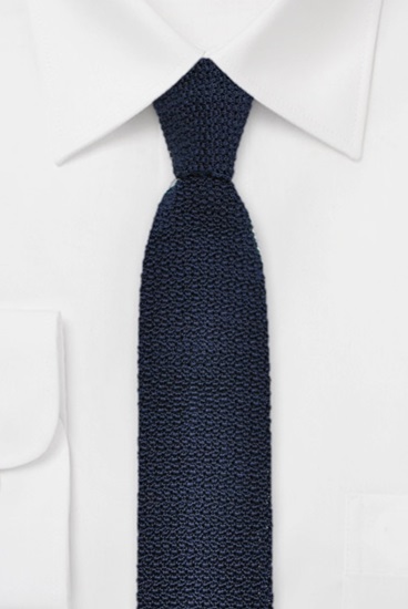 ascot-strickkrawatte-uni-flachstrick-marine image 1