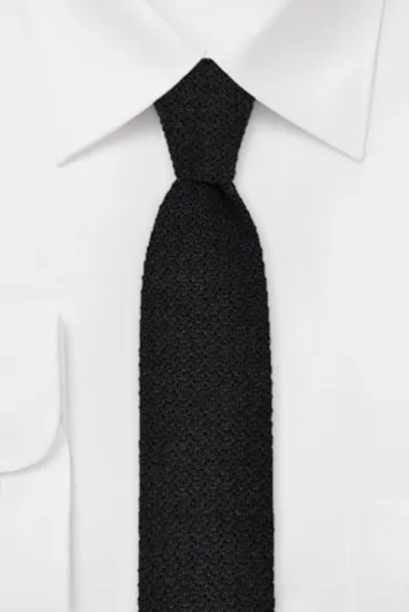 hemley-strickkrawatte-wolle-uni-schwarz-6-cm-x-148-cm image 1