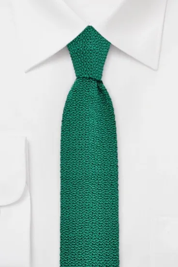 ascot-strickkrawatte-uni-gr-n-100-seide-6-x-148-cm-flachstrick image 1