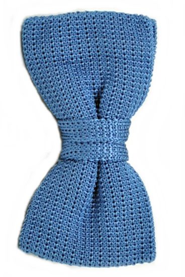 hemley-strickschleife-uni-blau-seiden-fliege-6-5-cm image 1