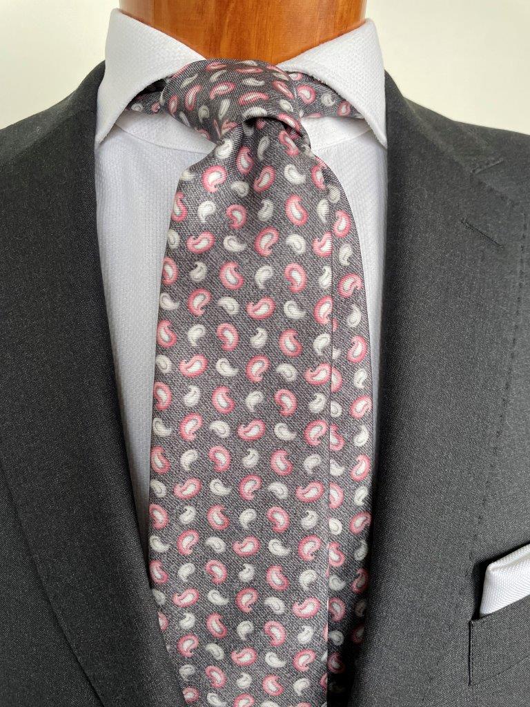 hemley-krawatte-seide-paisley-grau-rosa-wei-145-cm image 1