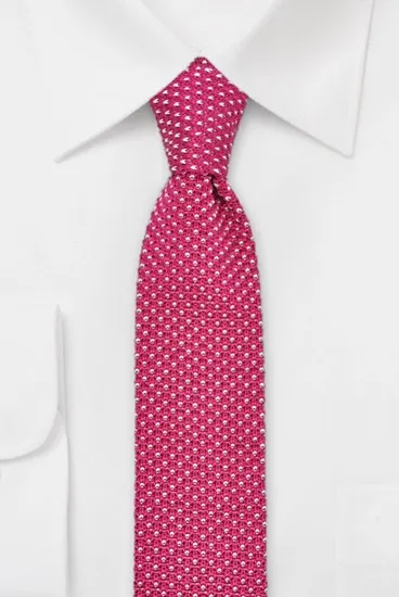 hemley-strickkrawatte-seide-tupfen-magenta-wei image 1