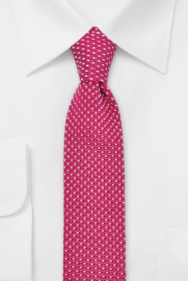 ascot-strickkrawatte-tupfen-magenta-wei-6-x-148-cm-rundstrick image 1