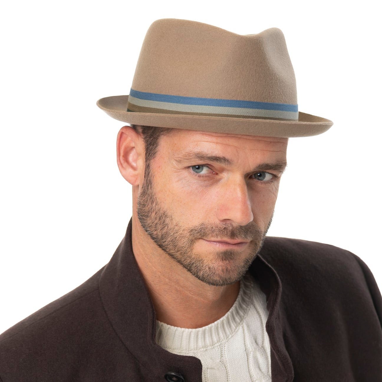 mayser-samu-striped-band-pork-pie-wollhut image 1