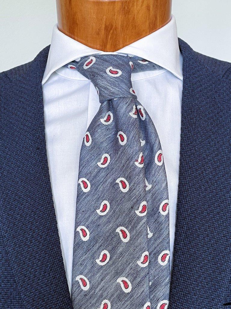 hemley-krawatte-seide-baumwolle-paisley-blau-wei-rot-7-8-cm-x-145-cm image 1
