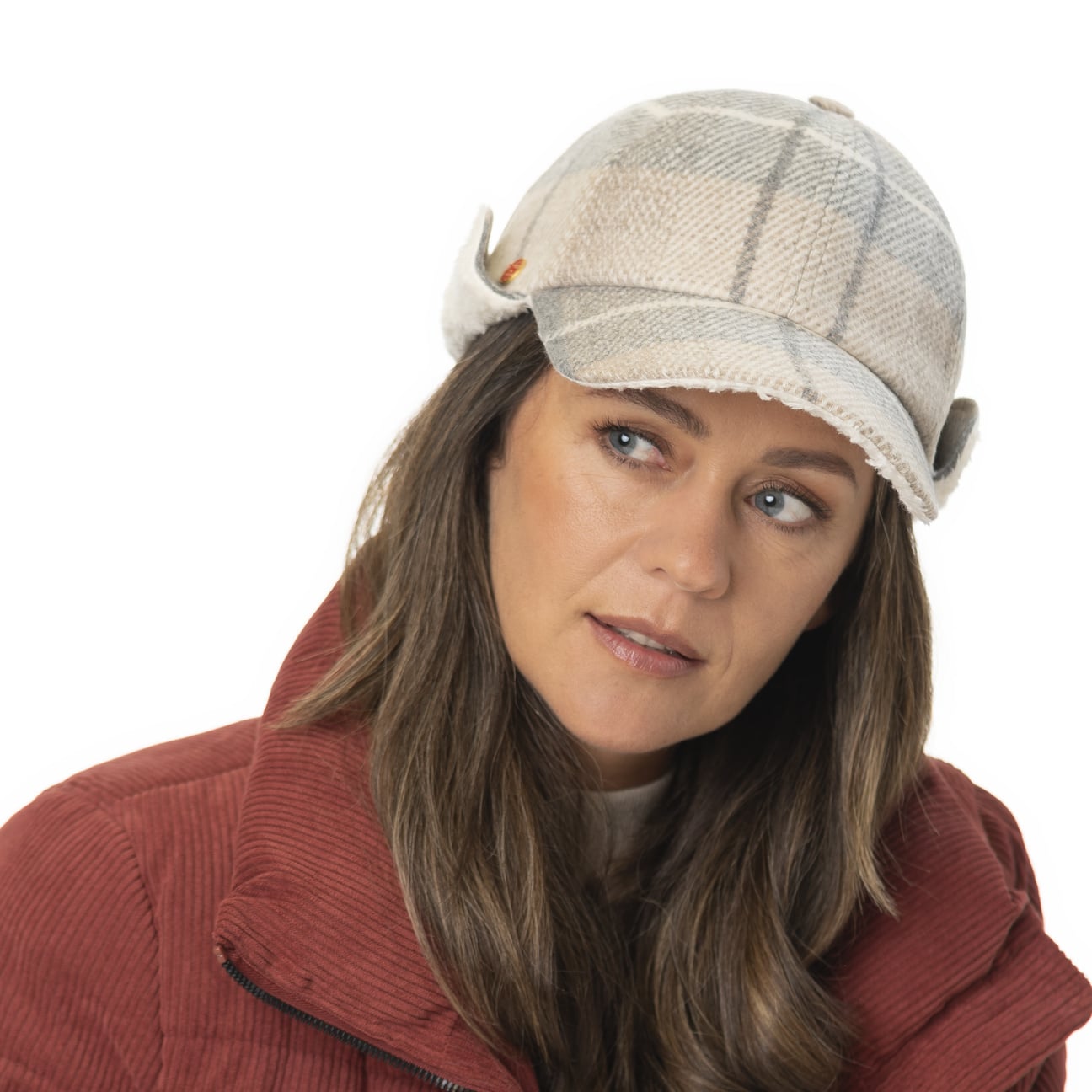 mayser-taja-check-cap-mit-ohrenklappen-6-teilige-baseballcap-karo-wolle image 1