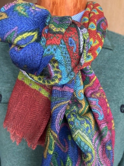 ascot-schal-cashmere-paisley-green-bordo-rust-cashmere-schal-70-x-180-cm image 1